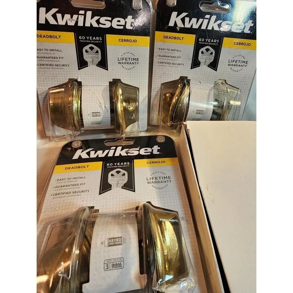Kwikset 660 Deadbolt Keyed Alike 3 & 1open Pack Plus OpenBox Polished Brass95450